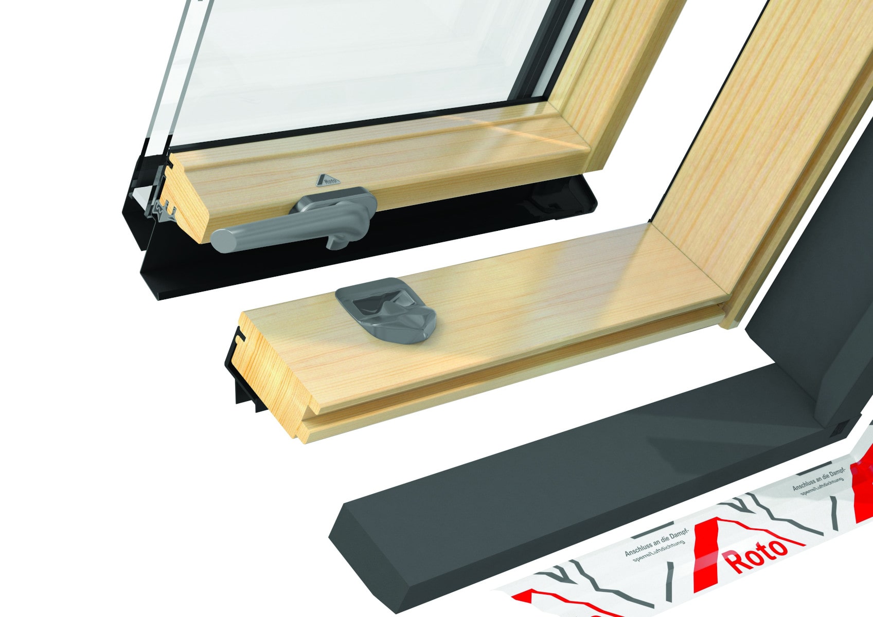 Окно мансардное деревянное с нижней ручкой Roto R45 H200. 1 камерный стеклопакет. ThermoBlock WD.