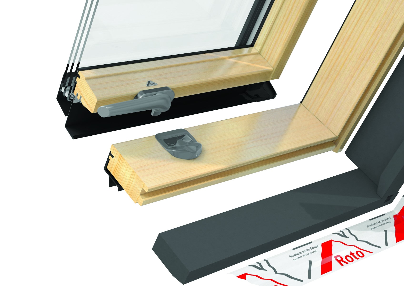 Окно мансардное деревянное с нижней ручкой Roto R49 H200. 2 камерный стеклопакет. ThermoBlock WD.