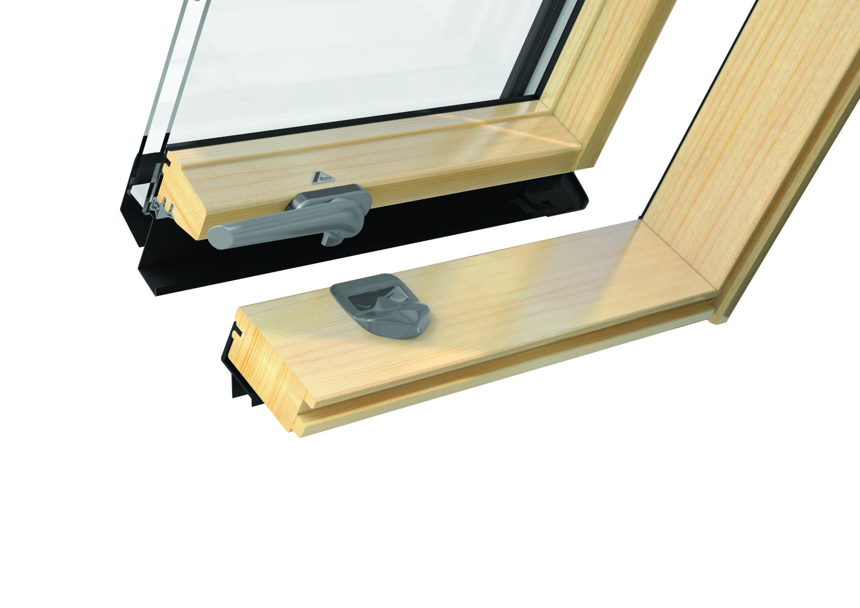 Окно мансардное деревянное с нижней ручкой Roto R45 H100. 1 камерный стеклопакет. ThermoBlock WD.